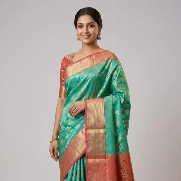 Sea_Green_Pink_Banarasi_Silk_Saree