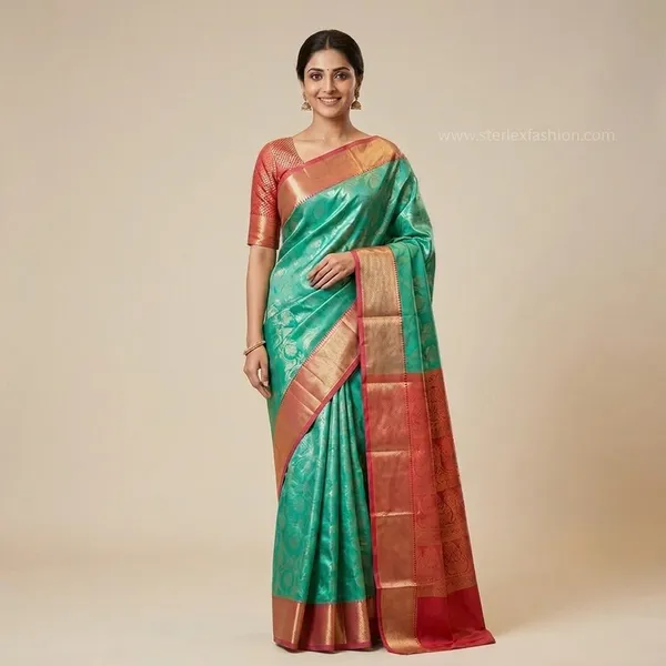 Sea_Green_Pink_Banarasi_Silk_Saree