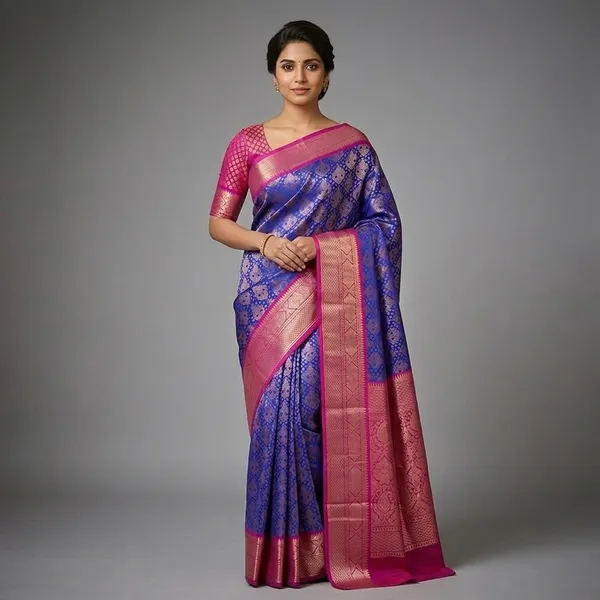 Royal_Blue_Magenta_Banarasi_Silk_Saree
