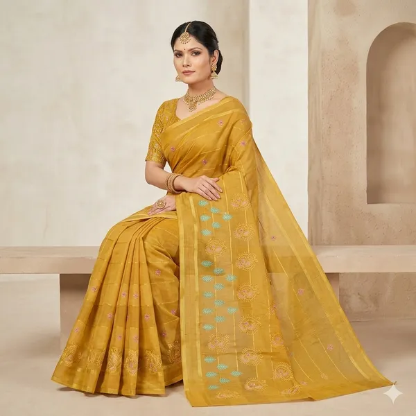 Noor_Vastra_Mustard_Bloom_Saree