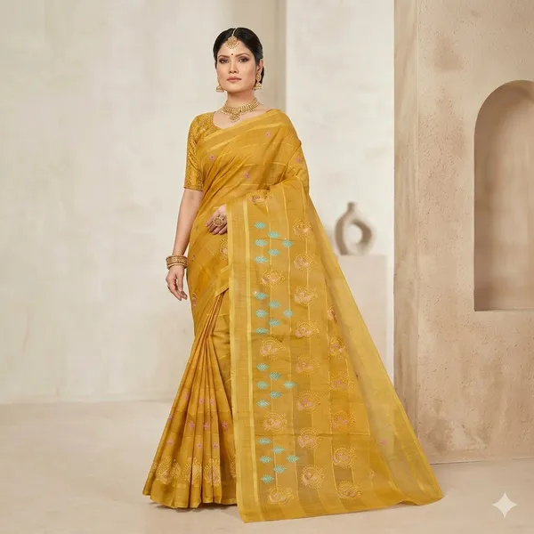 Noor_Vastra_Mustard_Bloom_Saree