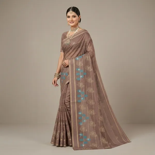Noor_Vastra_Mocha_Bloom_Saree