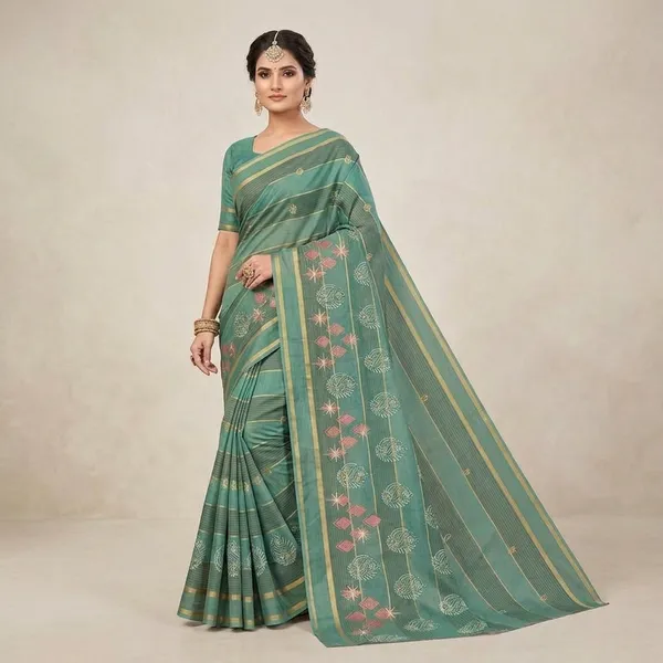 Noor_Vastra_Teal_Bloom_Saree