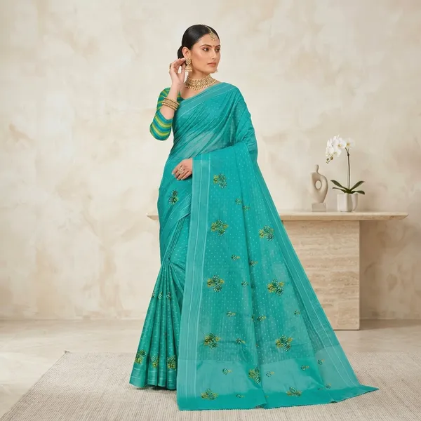Noor_Vastra_Aqua_Blossom_Saree
