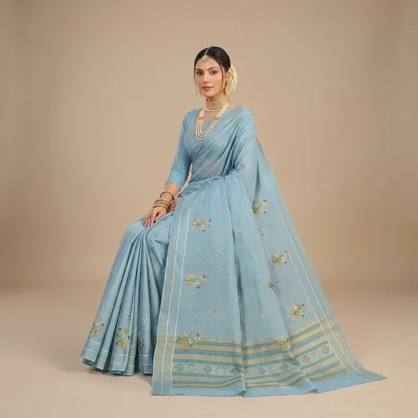 Noor_Vastra_Misty_Gray_Blossom_Saree