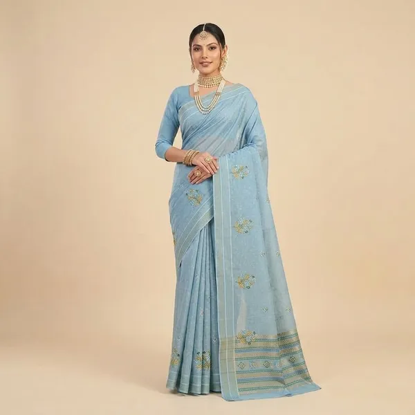 Noor_Vastra_Misty_Gray_Blossom_Saree