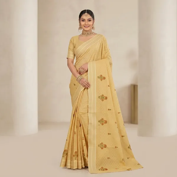 Noor_Vastra_Golden_Beige_Blossom_Saree