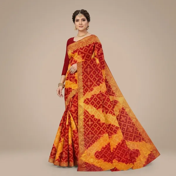 Bandhani_Printed_Zari_Saree