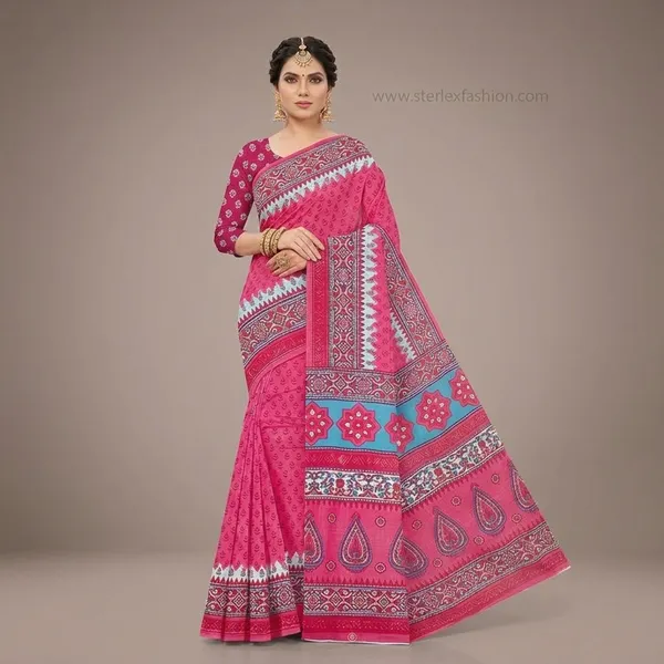 Gulnaar_Pink_Heritage_Printed_Saree