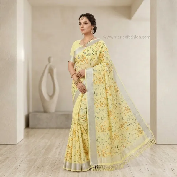 Sunlit_Flora_Silver_Border_Linen_Saree