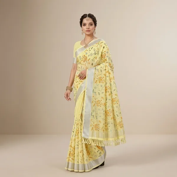 Sunlit_Flora_Silver_Border_Linen_Saree
