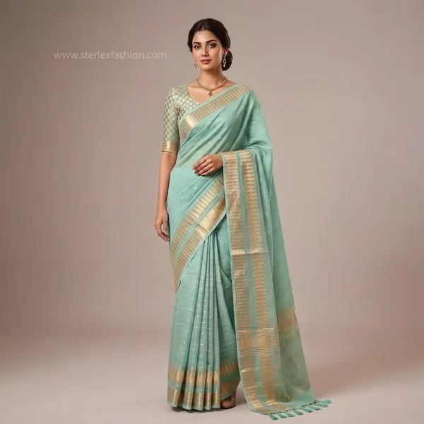 Aqua_Rajsi_Weave_Saree