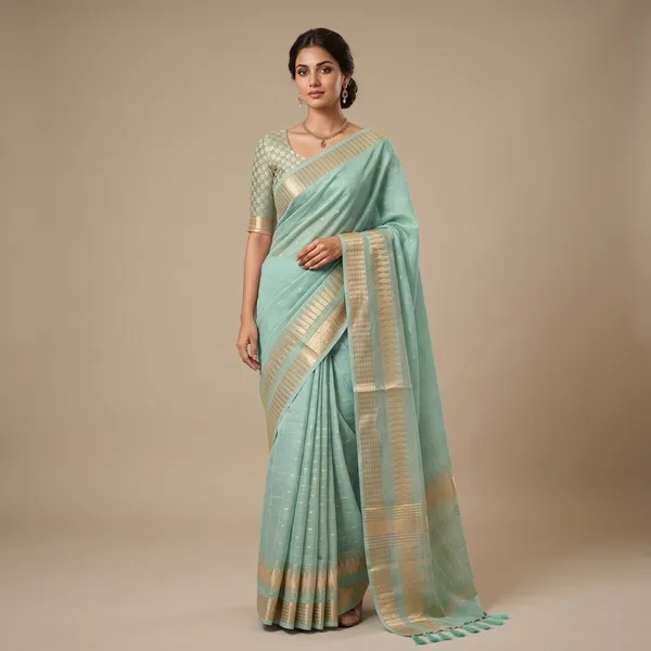 Aqua_Rajsi_Weave_Saree