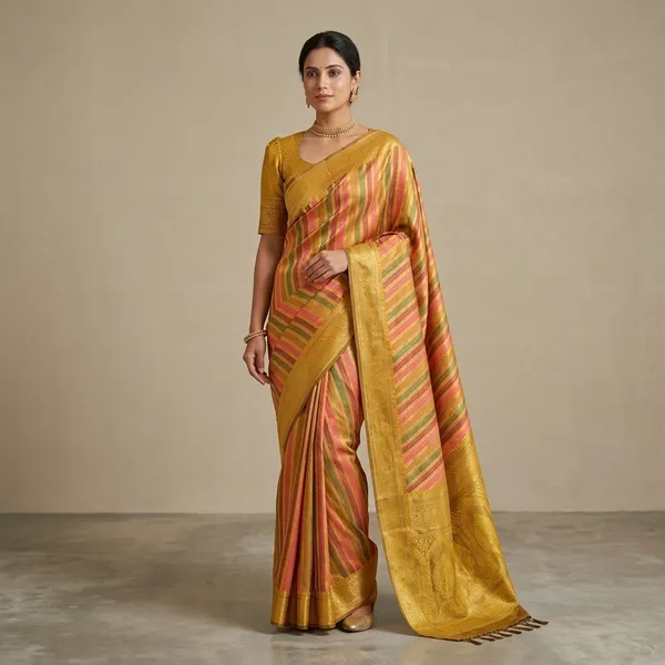 Rangrekha_Mustard_Zari_Saree