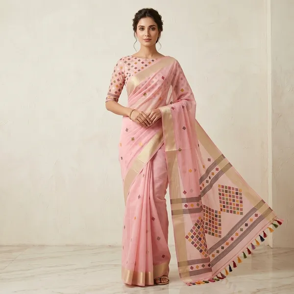 Rangika_Pink_Tassel_Zari_Saree