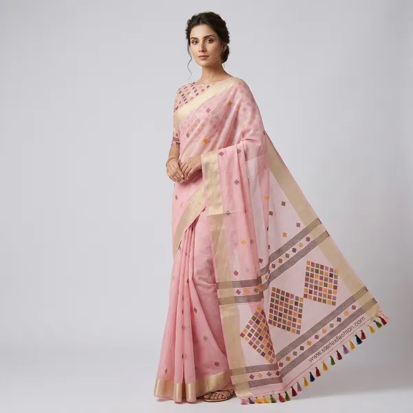 Rangika_Pink_Tassel_Zari_Saree