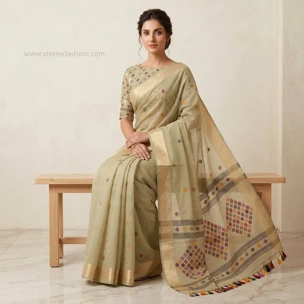 Ivory_Rangika_Tassel_Zari_Saree