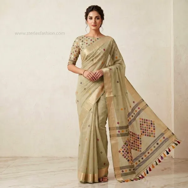 Ivory_Rangika_Tassel_Zari_Saree