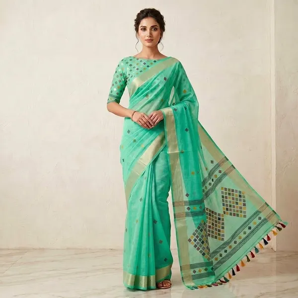 Aqua_Rangika_Tassel_Zari_Saree