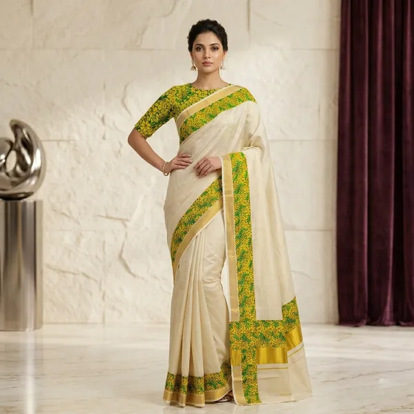 Vishu_Special_Kanikonna_Kasavu_Saree