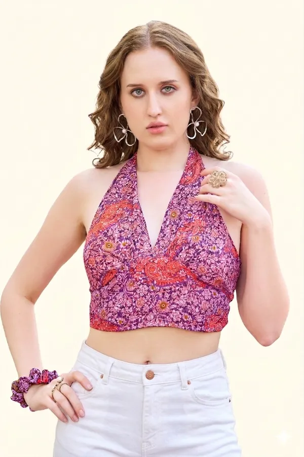 Multicolor_Soft_Silk_Wrap_Fit_Halter_Top_For_Women