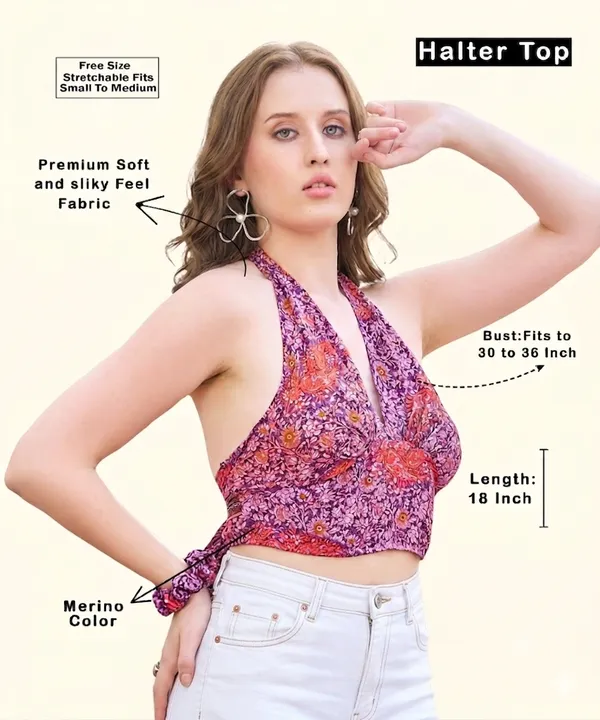Multicolor_Soft_Silk_Wrap_Fit_Halter_Top_For_Women
