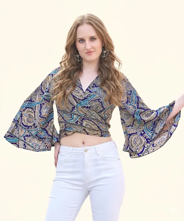 Green_Soft_Silk_Wrap_Fit_Tie-Back_Top_For_Women