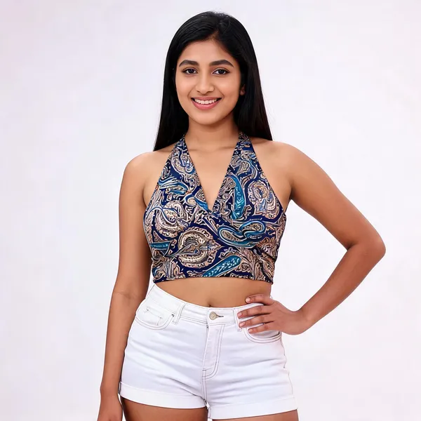 Blue_Soft_Silk_Wrap_Fit_Halter_Crop_Top_For_Women