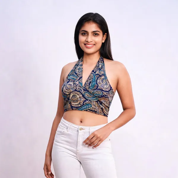 Blue_Soft_Silk_Wrap_Fit_Halter_Crop_Top_For_Women