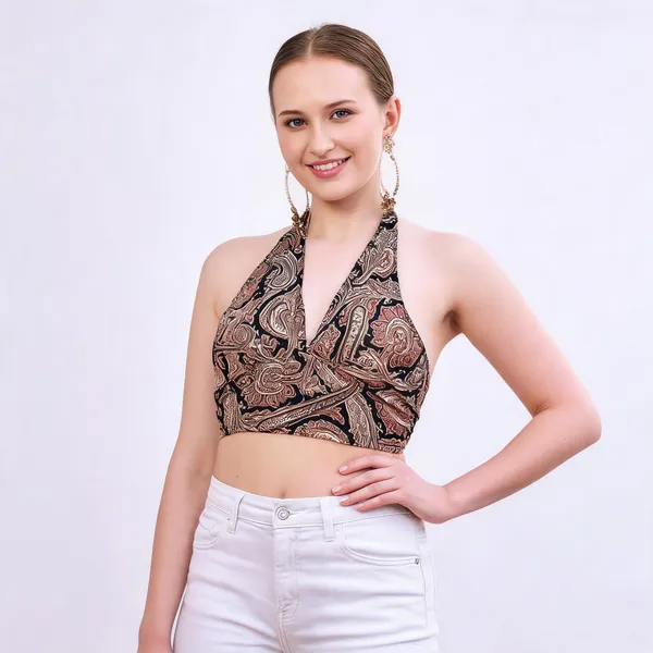 Multicolor_Soft_Silk_Wrap_Fit_Halter_Crop_Top_For_Women
