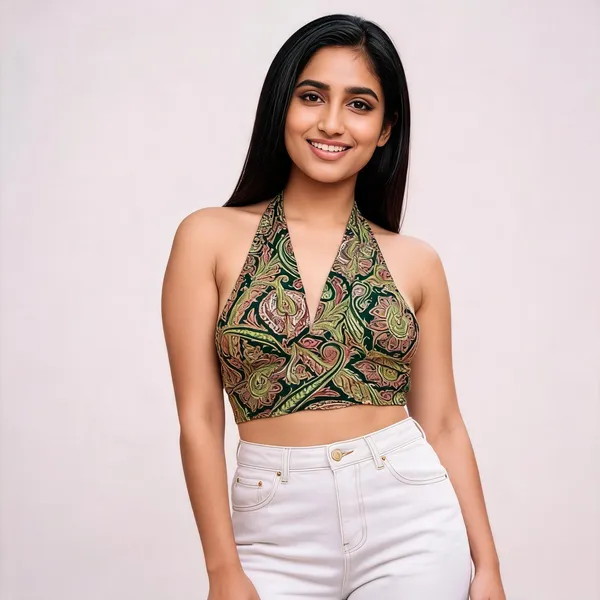 Mehndi_Soft_Silk_Wrap_Fit_Halter_Crop_Top_For_Women