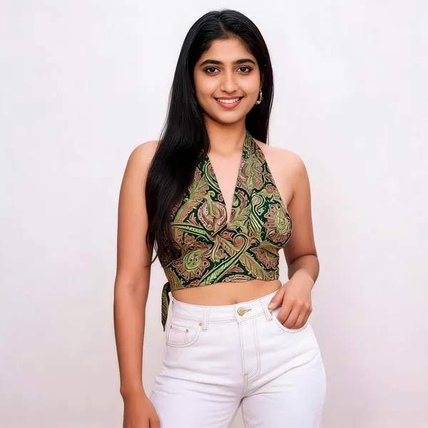 Mehndi_Soft_Silk_Wrap_Fit_Halter_Crop_Top_For_Women