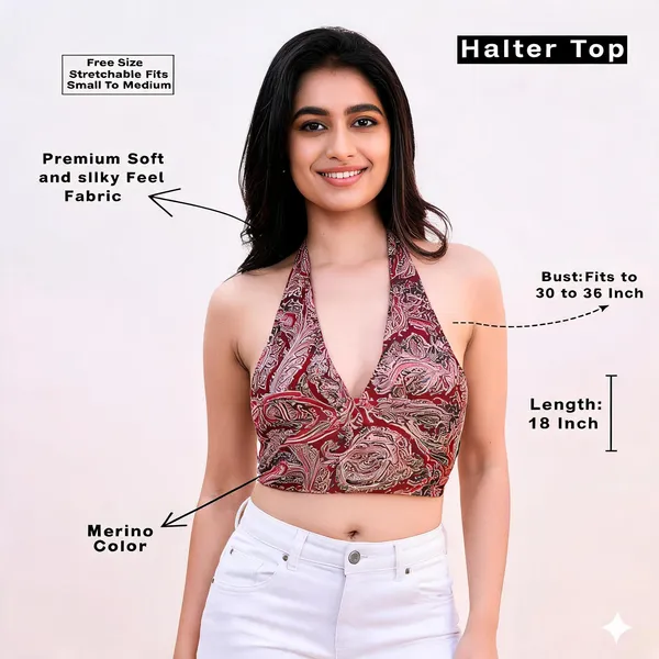 Multicolor_Soft_Silk_Wrap_Fit_Halter_Top_For_Women