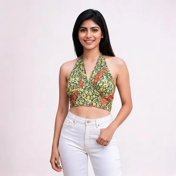 Green_Soft_Silk_Wrap_Fit_Halter_Top_For_Women