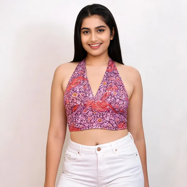 Multicolor_Soft_Silk_Wrap_Fit_Halter_Top_For_Women