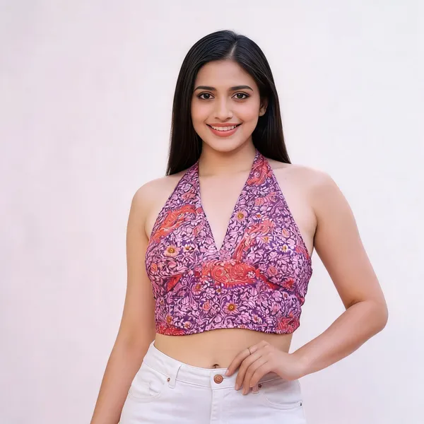 Multicolor_Soft_Silk_Wrap_Fit_Halter_Top_For_Women
