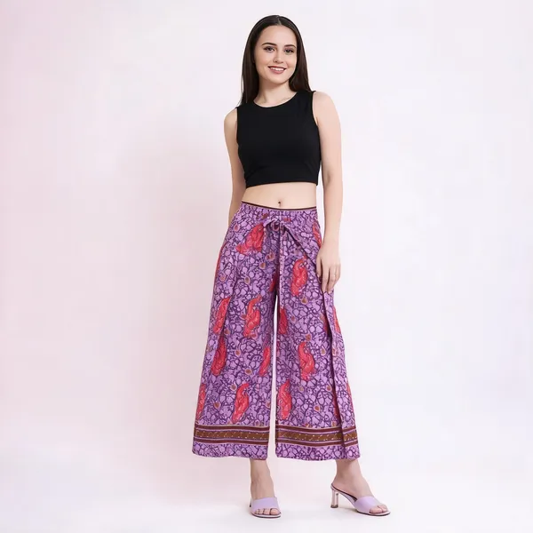 Purple_Soft_Silk_Wrap_Fit_Palazzo_Pants_For_Women