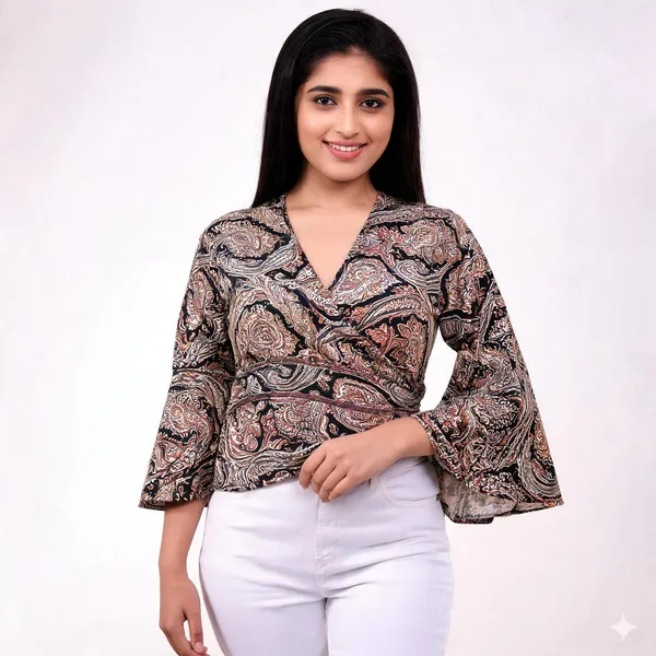 Brown_Soft_Silk_Wrap_Fit_Wrap_Crop_Top_For_Women