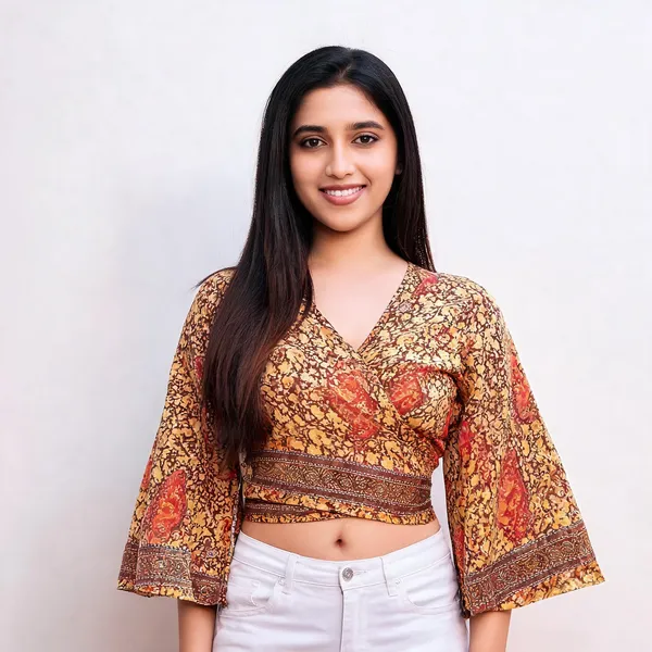 Brown_Soft_Silk_Wrap_Fit_Wrap_Crop_Top_For_Women