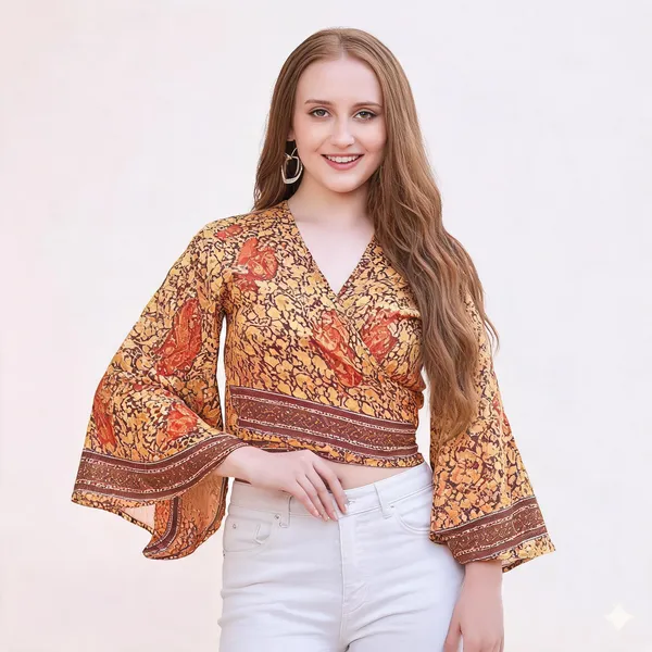 Brown_Soft_Silk_Wrap_Fit_Wrap_Crop_Top_For_Women