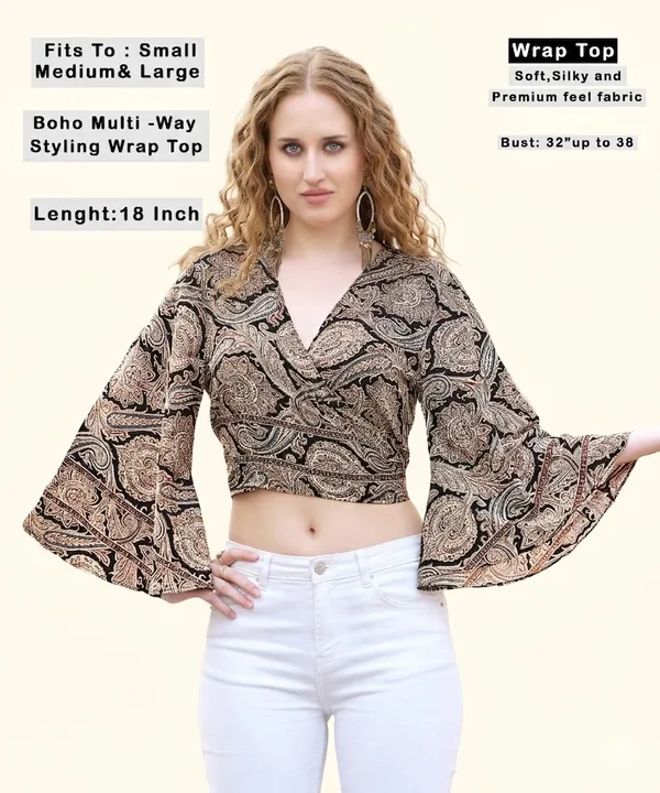 Brown_Soft_Silk_Wrap_Fit_Wrap_Crop_Top_For_Women