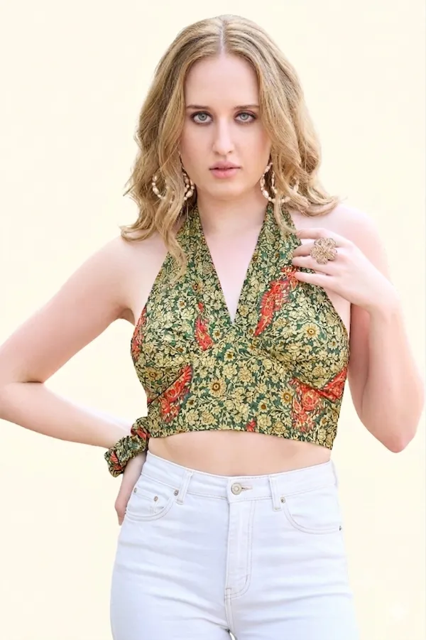 Green_Soft_Silk_Wrap_Fit_Halter_Top_For_Women
