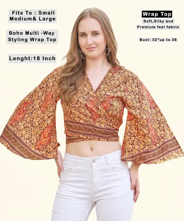 Brown_Soft_Silk_Wrap_Fit_Wrap_Crop_Top_For_Women
