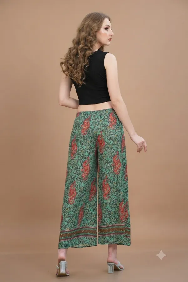 Green_Soft_Silk_Wrap_Fit_Palazzo_Pants_For_Women