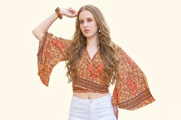 Brown_Soft_Silk_Wrap_Fit_Wrap_Crop_Top_For_Women