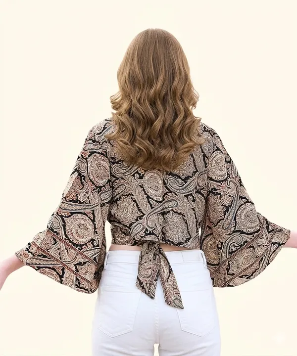 Brown_Soft_Silk_Wrap_Fit_Wrap_Crop_Top_For_Women