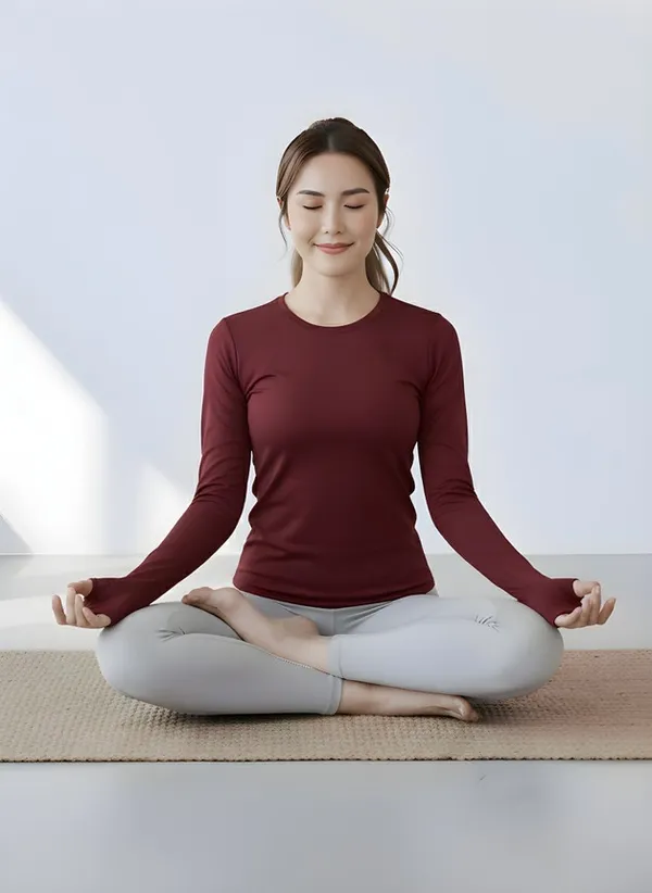 Maroon_Lycra_Poly_Elastic_Wrap_Fit_Activewear_Top_For_Women