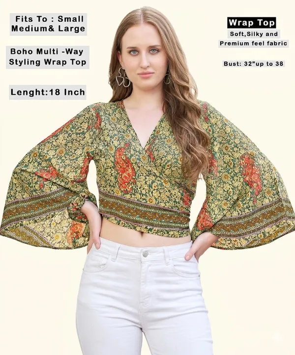Green_Soft_Silk_Wrap_Fit_Wrap_Crop_Top_For_Women