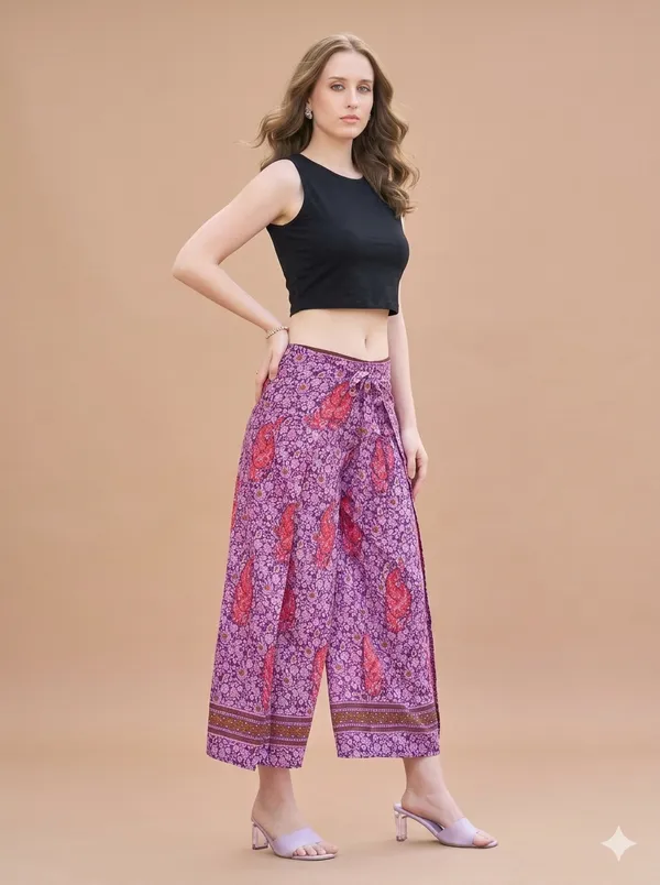 Purple_Soft_Silk_Wrap_Fit_Palazzo_Pants_For_Women