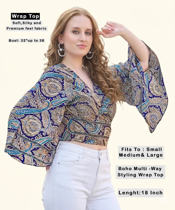 Green_Soft_Silk_Wrap_Fit_Tie-Back_Top_For_Women